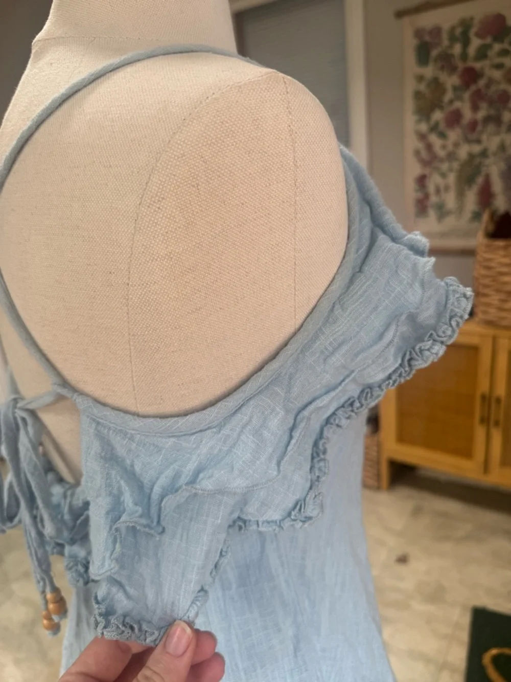 Free People Light Blue Ruffle-Trim Mini Dress - Picture 8 of 10